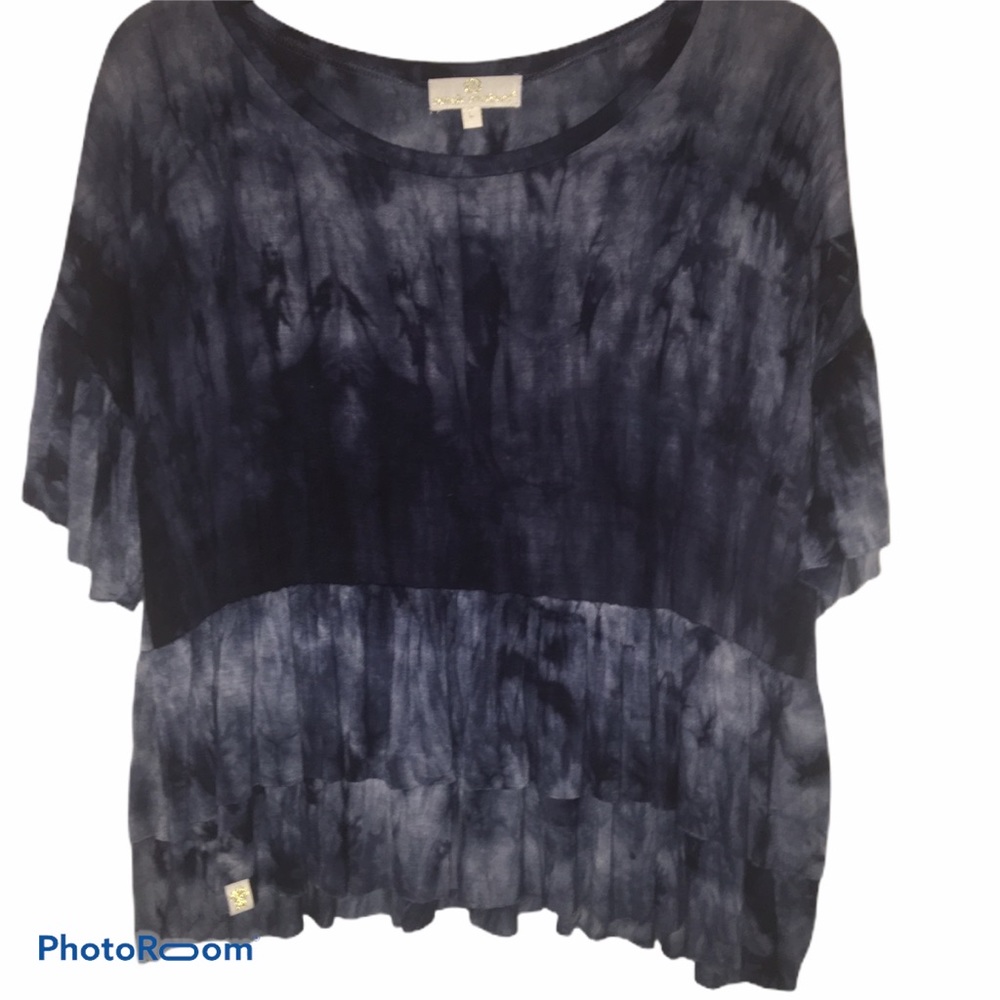 Simply Southern Blue Ruffle Top Size Large